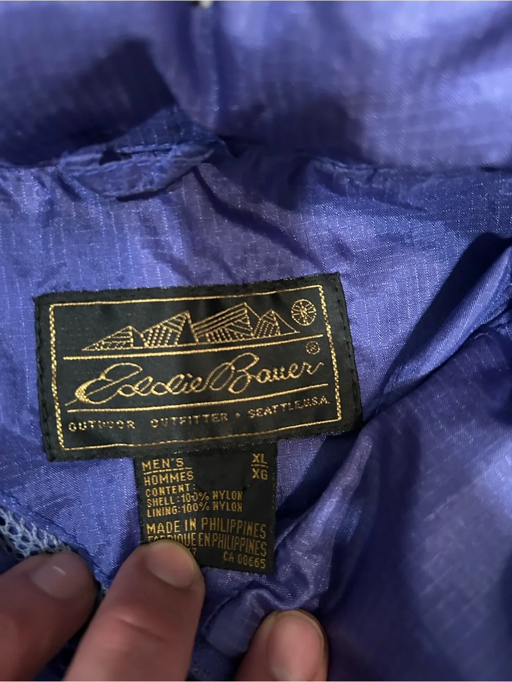 Vintage 1990s (1994) Eddie Bauer Purple Packable Windbreaker Jacket